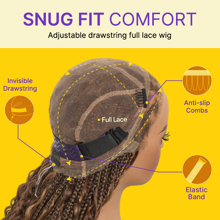 Special Deal | HD Full Lace Knotless Boho Curls Braided Bob Wig Flexi Fit Invisi Drawstring Cap Pre-Cut Lace