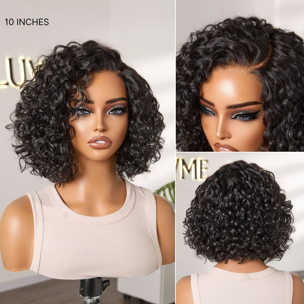 Ready to Go Water Wave Short Curly Bob Wig Glueless Minimalist HD Lace Wig Pre-Cut Lace