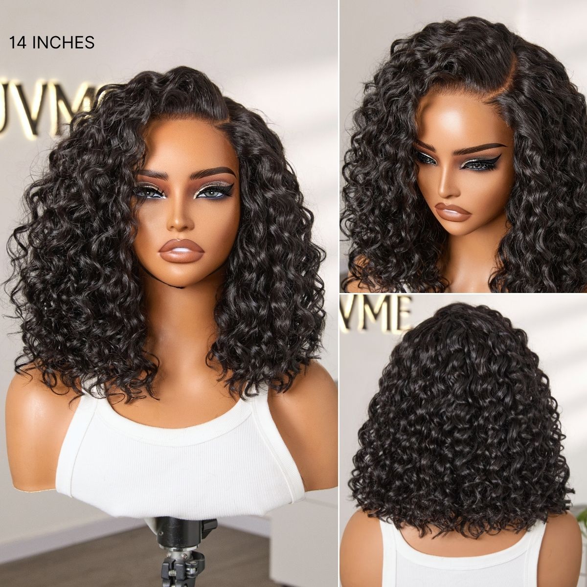 New Customers Only | Ready to Go Blonde Highlight / Natural Black  / Ombre Brown Water Wave Short Curly Bob Wig Glueless Minimalist HD Lace Wig Pre-Cut Lace