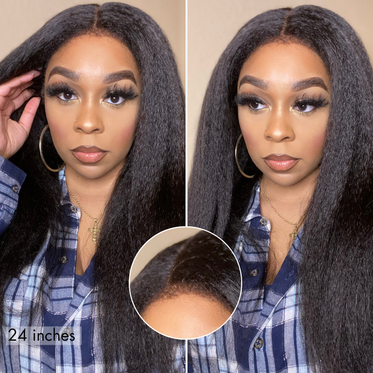 Luvme All-Day Comfort™ Wig 4C Kinky Edges Kinky Straight Glueless 7x6 Closure HD Lace Human Hair Wig Pre-Cut Lace