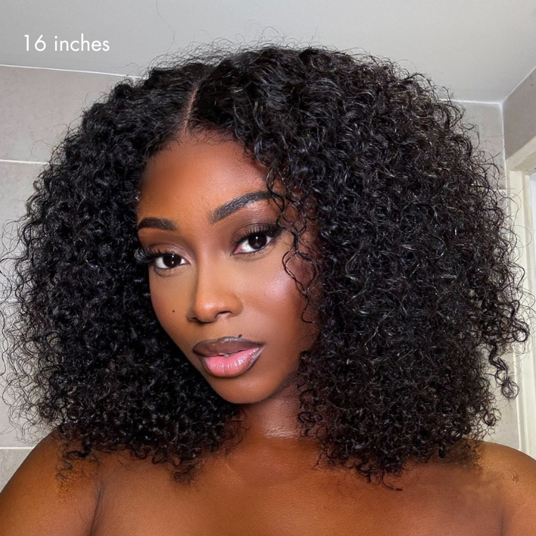 New Customers Only | Beginner Friendly 200% Density Glueless 5x5 Closure Pre-Cut Lace Afro Curly Wig Flexi-Fit Drawstring Cap