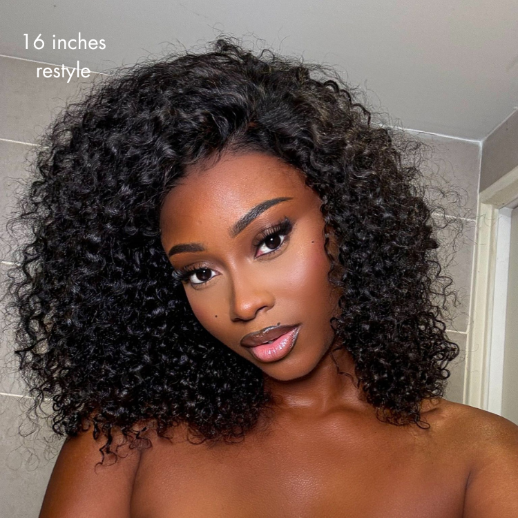 New Customers Only | Beginner Friendly 200% Density Glueless 5x5 Closure Pre-Cut Lace Afro Curly Wig Flexi-Fit Drawstring Cap
