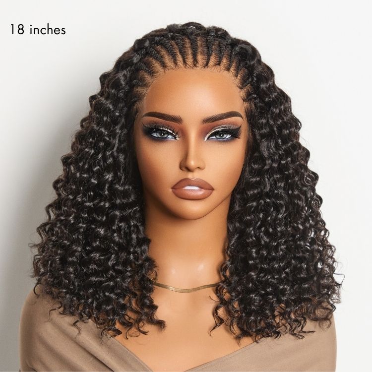 New Customers Only | Readitress™ Knotless Fulani Braids Deep Wave Glueless Ear-to-ear 13x4 Frontal HD Lace Wig Human Hair
