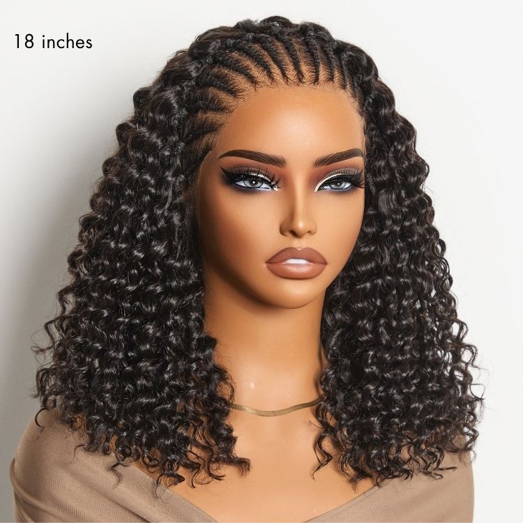 New Customers Only | Readitress™ Knotless Fulani Braids Deep Wave Glueless Ear-to-ear 13x4 Frontal HD Lace Wig Human Hair