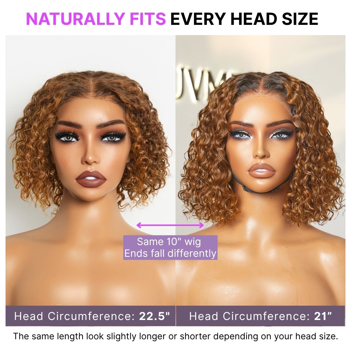 Warm Caramel Brown / Natural Black Deep Curly Glueless 5x5 Closure Pre-Cut Lace Wig