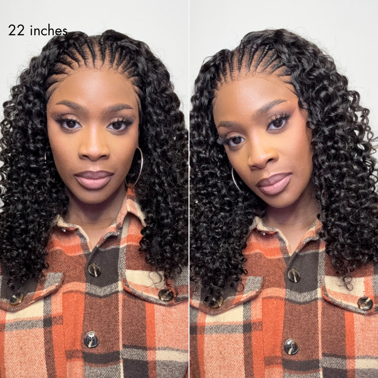 New Customers Only | Readitress™ Knotless Fulani Braids Deep Wave Glueless Ear-to-ear 13x4 Frontal HD Lace Wig Human Hair