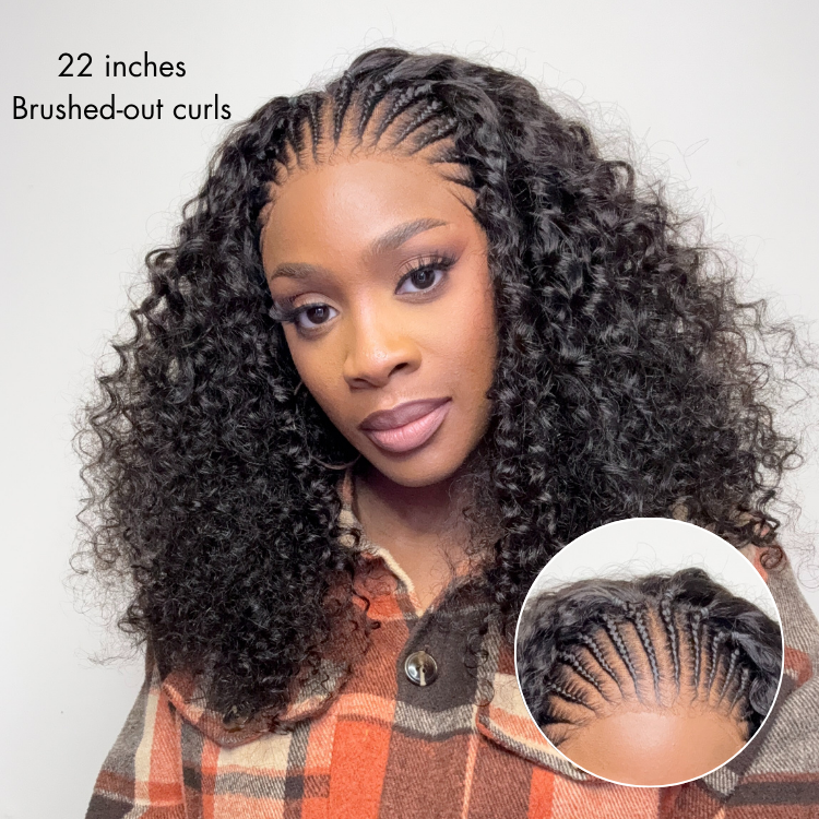 New Customers Only | Readitress™ Knotless Fulani Braids Deep Wave Glueless Ear-to-ear 13x4 Frontal HD Lace Wig Human Hair