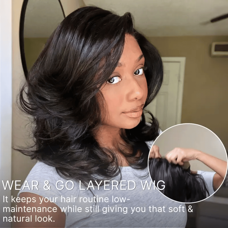 Luvme Hair-Effortlessly Chic Butterfly Cut Layered Wavy Glueless HD Minimalist Lace Short Wig