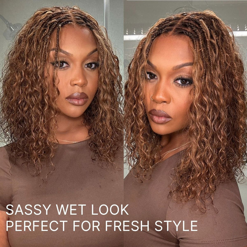 Readitress™ Boho Braids Deep Curly Glueless 5x5 Closure Lace with Braided Top Human Hair Wig Pre-Cut Lace