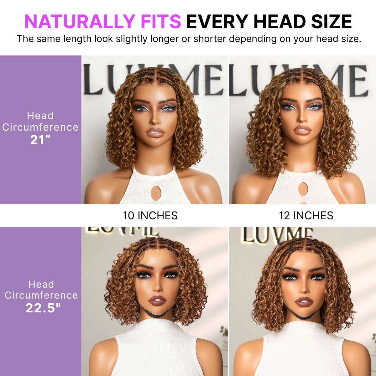 Readitress™ Ombre Brown Highlight Boho Braids Deep Curly Glueless 5x5 Closure Lace with Braided Top Human Hair Wig Pre-Cut Lace