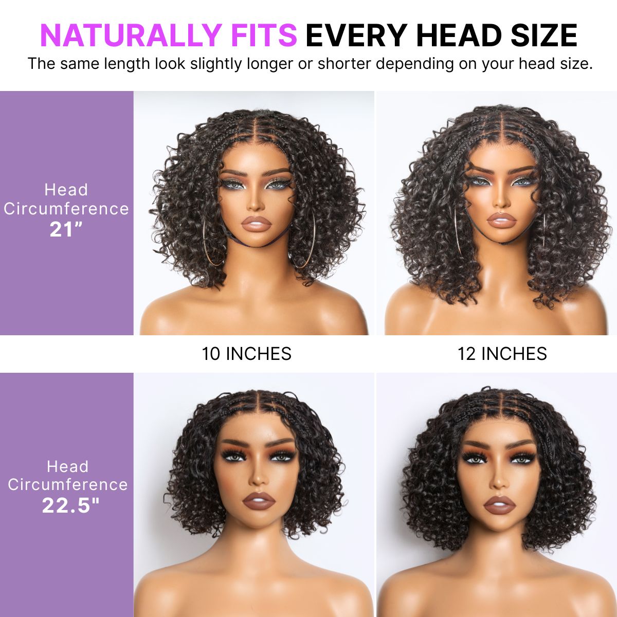 Readitress™ Boho Braids Deep Curly Glueless 5x5 Closure Lace with Braided Top Human Hair Wig Pre-Cut Lace