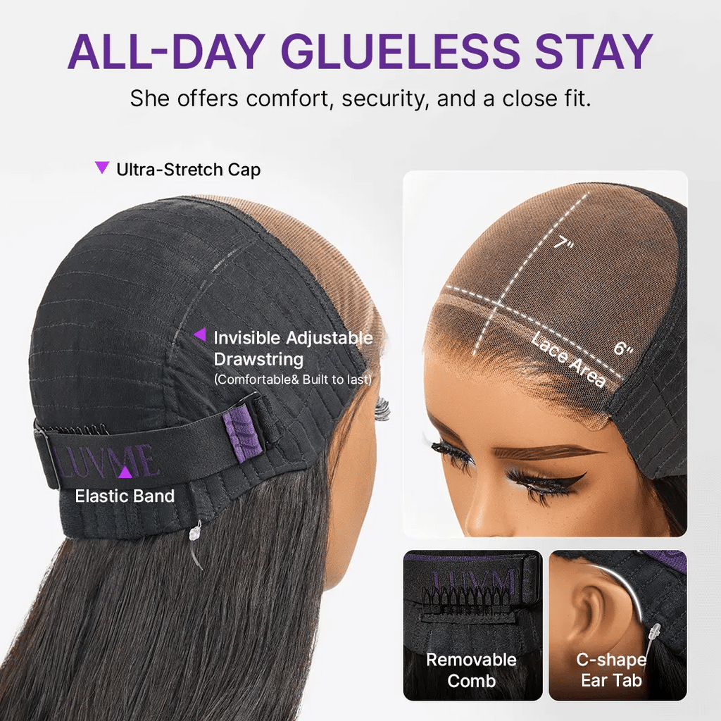 New Customers Only | Luvme All-Day Comfort Wig 180% / 250% Density Bone Straight with Baby Hair PartingMax Glueless 7x6 Closure HD Lace Wig Pre-Cut Lace
