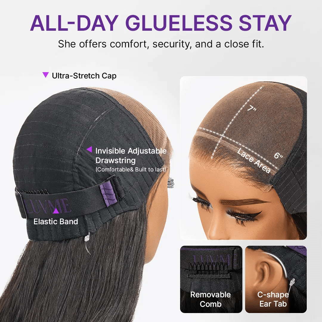 New Customers Only | Luvme All-Day Comfort Wig 180% / 250% Density Bone Straight with Baby Hair PartingMax Glueless 7x6 Closure HD Lace Wig Pre-Cut Lace