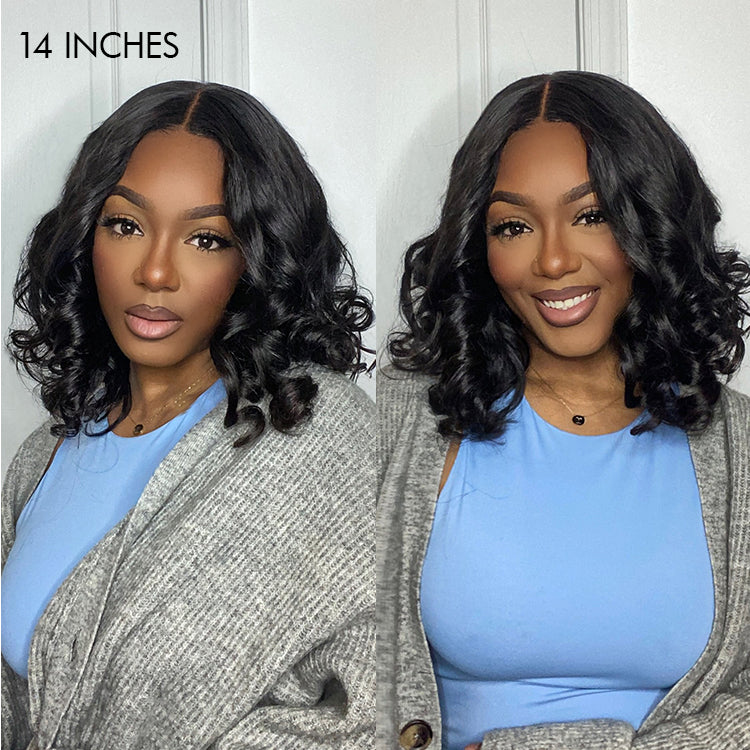 Natural Black Loose Wave 5x5 Closure Lace Glueless Pre-plucked hairline Short Wig - US Only