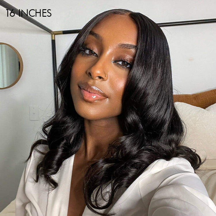Natural Black Loose Wave 5x5 Closure Lace Glueless Pre-plucked hairline Short Wig - US Only