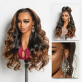 New Customers Only | NatureMAX 200% Density Glueless 13x4 HD Lace Front Wig Ombre Brown Loose Wave Human Hair Wig Pre-Cut Lace Flexi-Fit Drawstring Cap