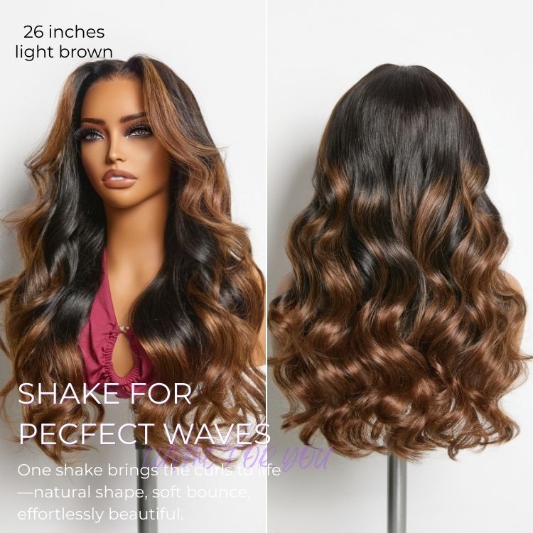 New Customers Only | NatureMAX 200% Density Glueless 13x4 HD Lace Front Wig Ombre Brown Loose Wave Human Hair Wig Pre-Cut Lace Flexi-Fit Drawstring Cap