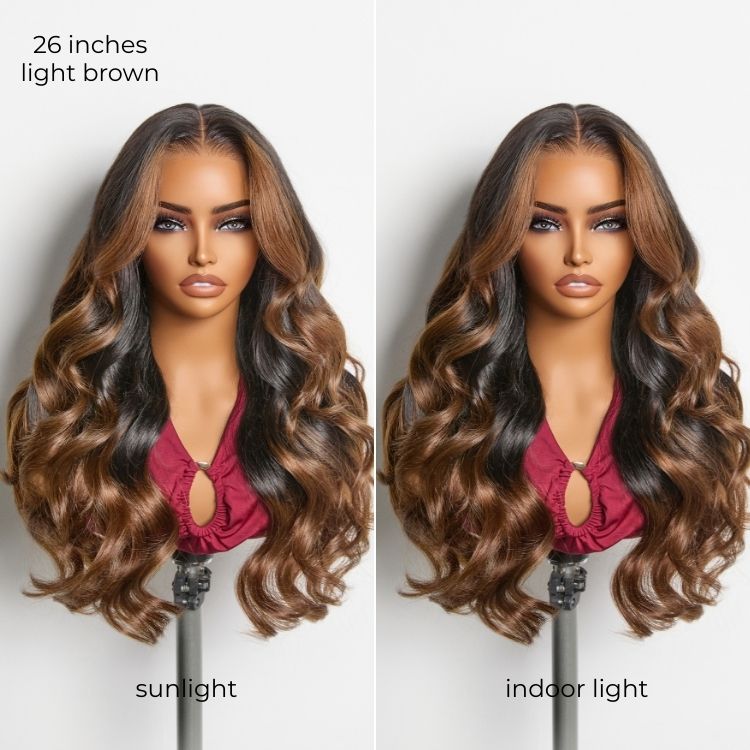 New Customers Only | NatureMAX 200% Density Glueless 13x4 HD Lace Front Wig Ombre Brown Loose Wave Human Hair Wig Pre-Cut Lace Flexi-Fit Drawstring Cap