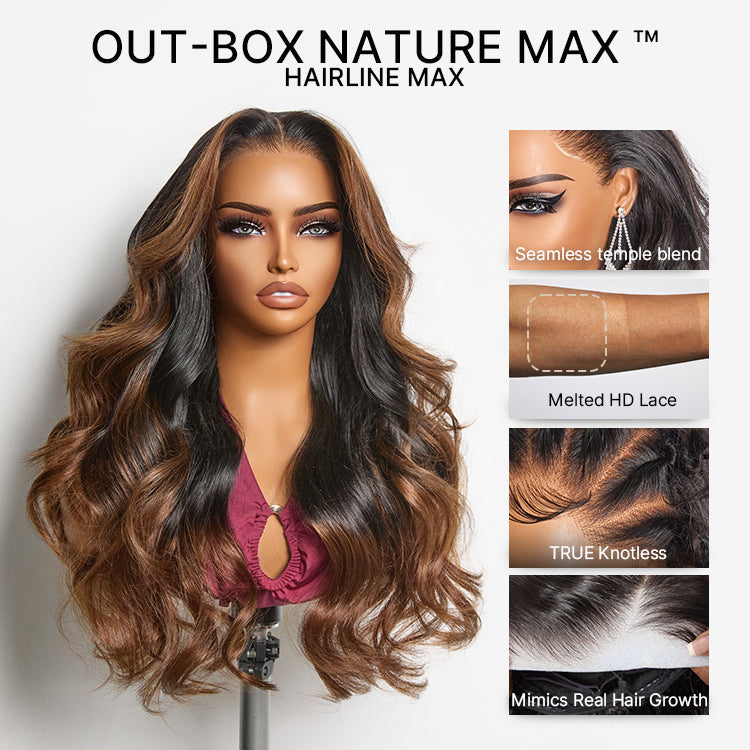New Customers Only | NatureMAX 200% Density Glueless 13x4 HD Lace Front Wig Ombre Brown Loose Wave Human Hair Wig Pre-Cut Lace Flexi-Fit Drawstring Cap