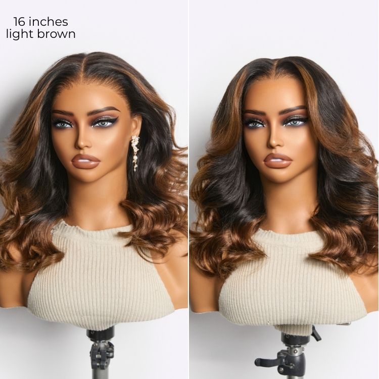 New Customers Only | NatureMAX 200% Density Glueless 13x4 HD Lace Front Wig Ombre Brown Loose Wave Human Hair Wig Pre-Cut Lace Flexi-Fit Drawstring Cap