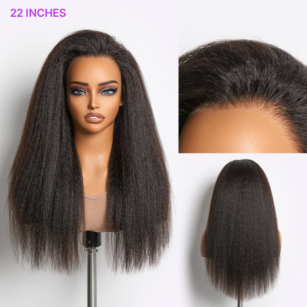 22 Inches | MyOwn-Fit 360 HD Lace Kinky Straight Wig Flexi-Fit Invisi Drawstring Cap & Pre-Cut Lace