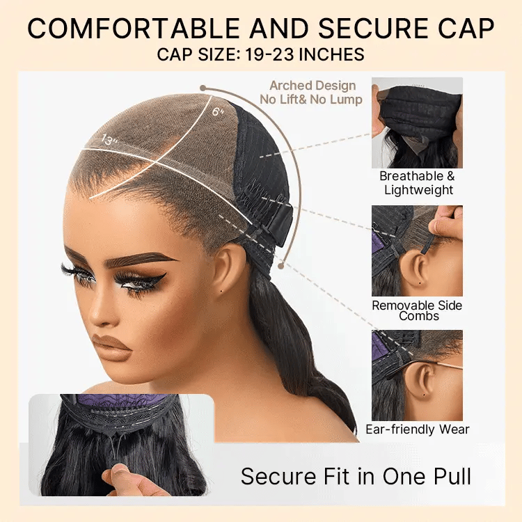 Luvme Hair Full Lace Classy Natural Black Body Wave Free Parting Half Up Half Down Wig Invisi Drawstring Cap Pre-cut Lace