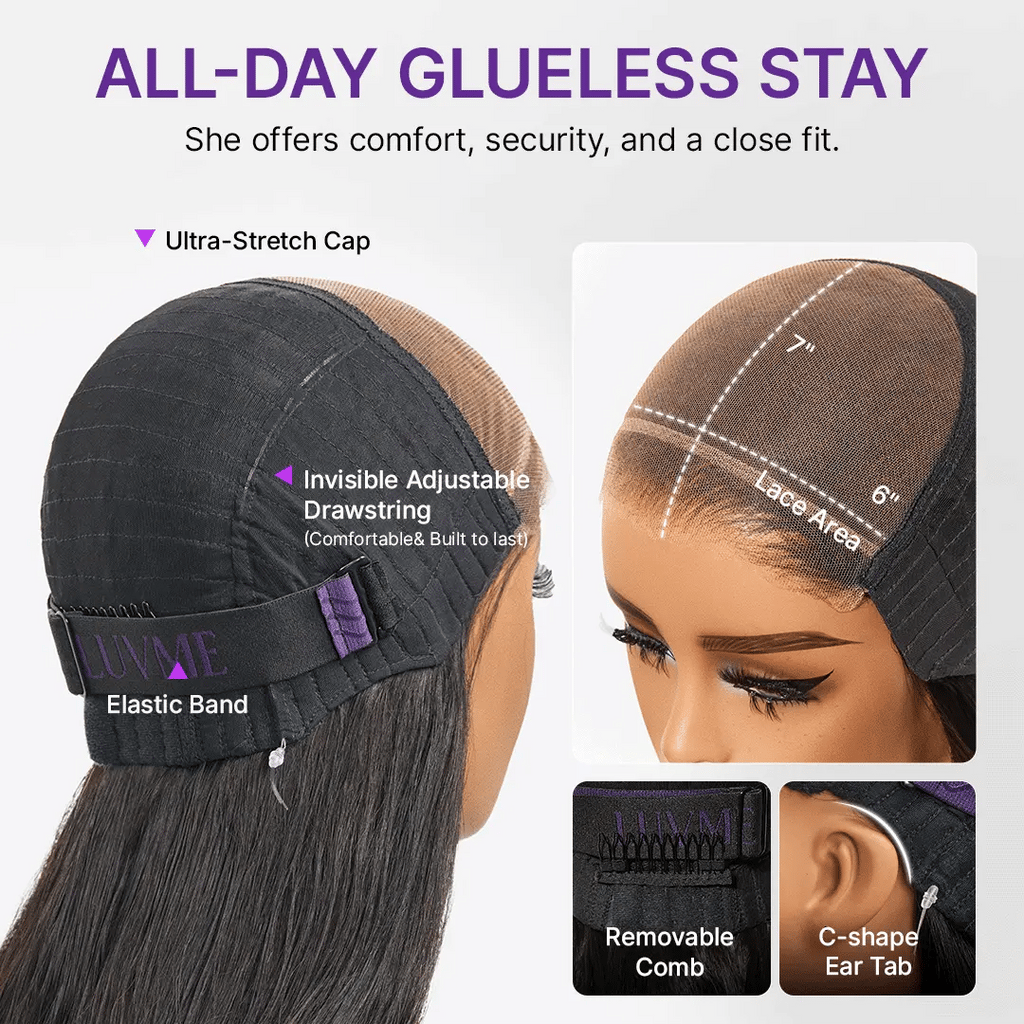 20''+$10=22''| MyOwn-Fit™ PartingMax Glueless Wig 180% Density Light Yaki Body Wave 7x6 Closure HD Lace Wig Flexi-Fit Invisi Drawstring Cap & Pre-Cut Lace