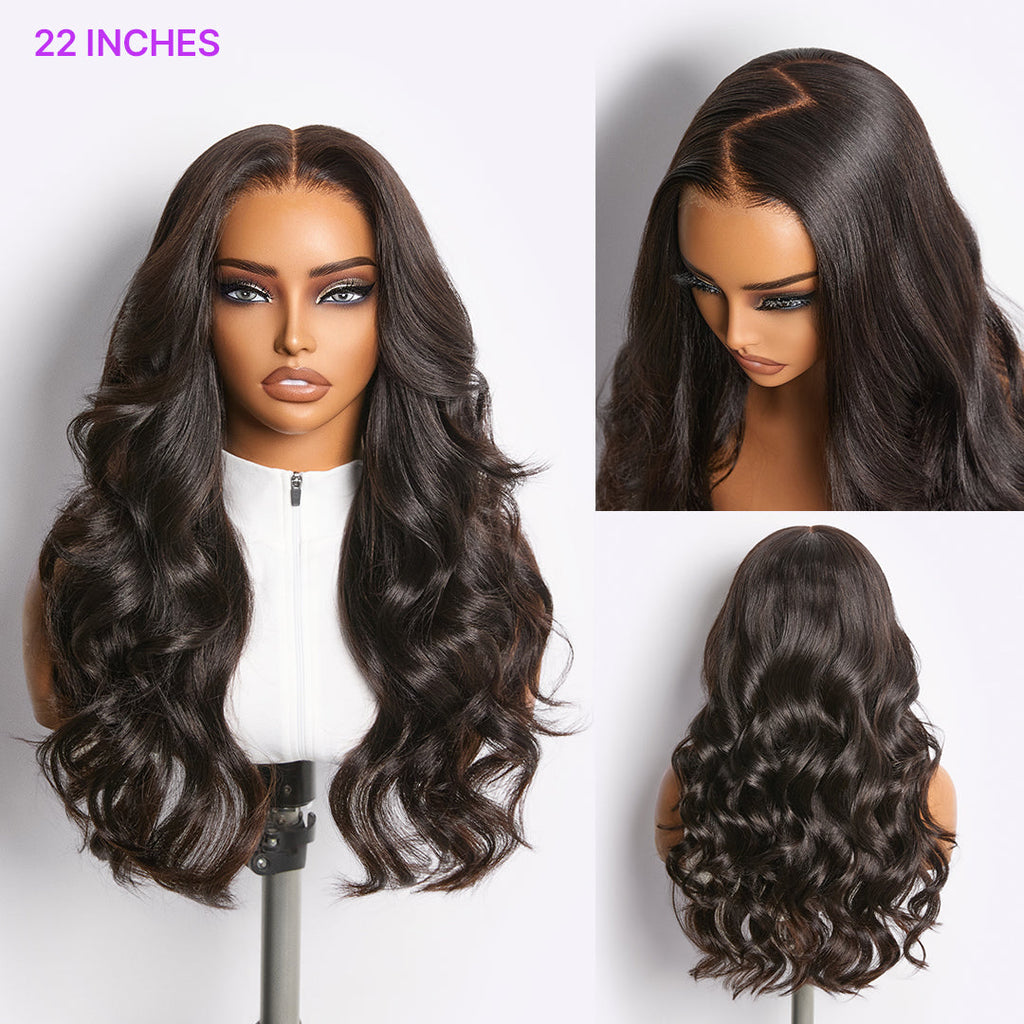 20''+$10=22''| MyOwn-Fit™ PartingMax Glueless Wig 180% Density Light Yaki Body Wave 7x6 Closure HD Lace Wig Flexi-Fit Invisi Drawstring Cap & Pre-Cut Lace