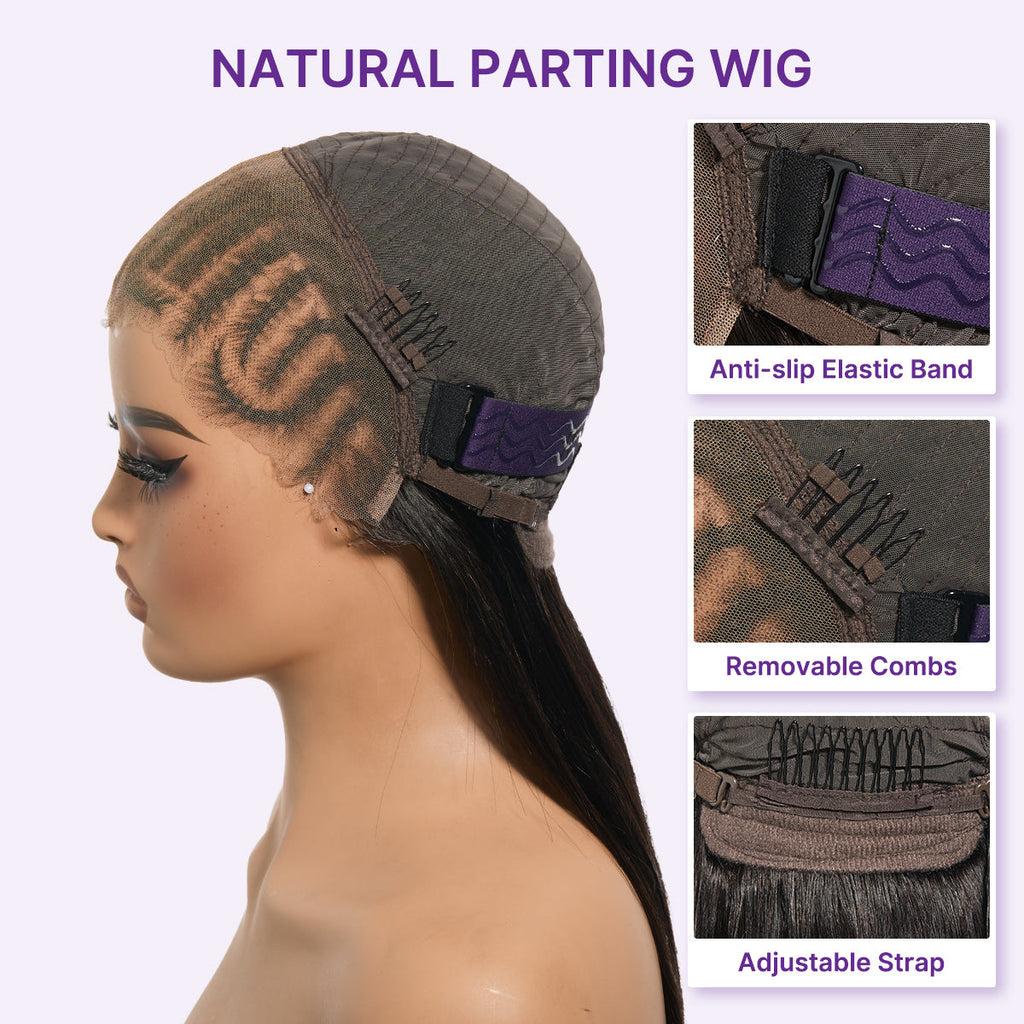 Readitress™ 180% Density Pre-Braided Silky Straight Human Hair Glueless Ear-to-Ear 13x4 Frontal Lace Wig Pre-Cut Lace