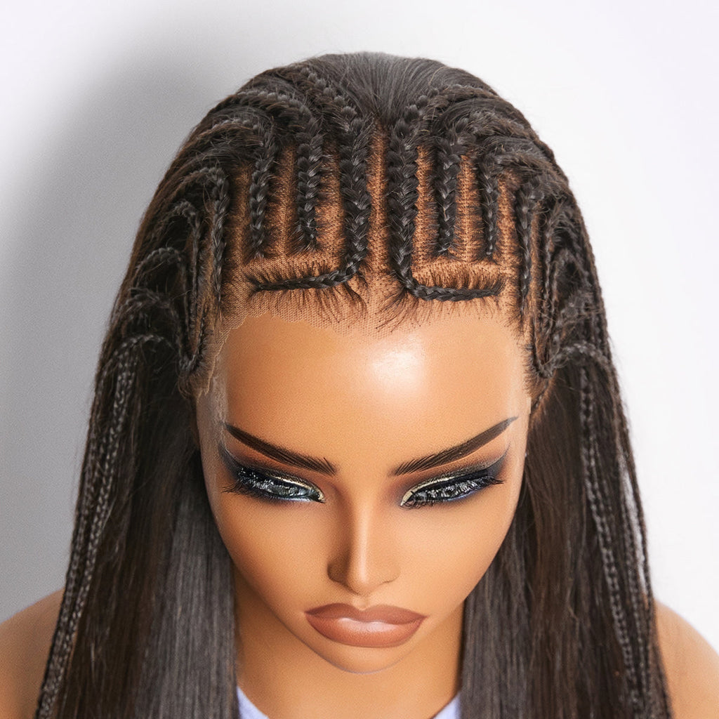 Readitress™ 180% Density Pre-Braided Silky Straight Human Hair Glueless Ear-to-Ear 13x4 Frontal Lace Wig Pre-Cut Lace