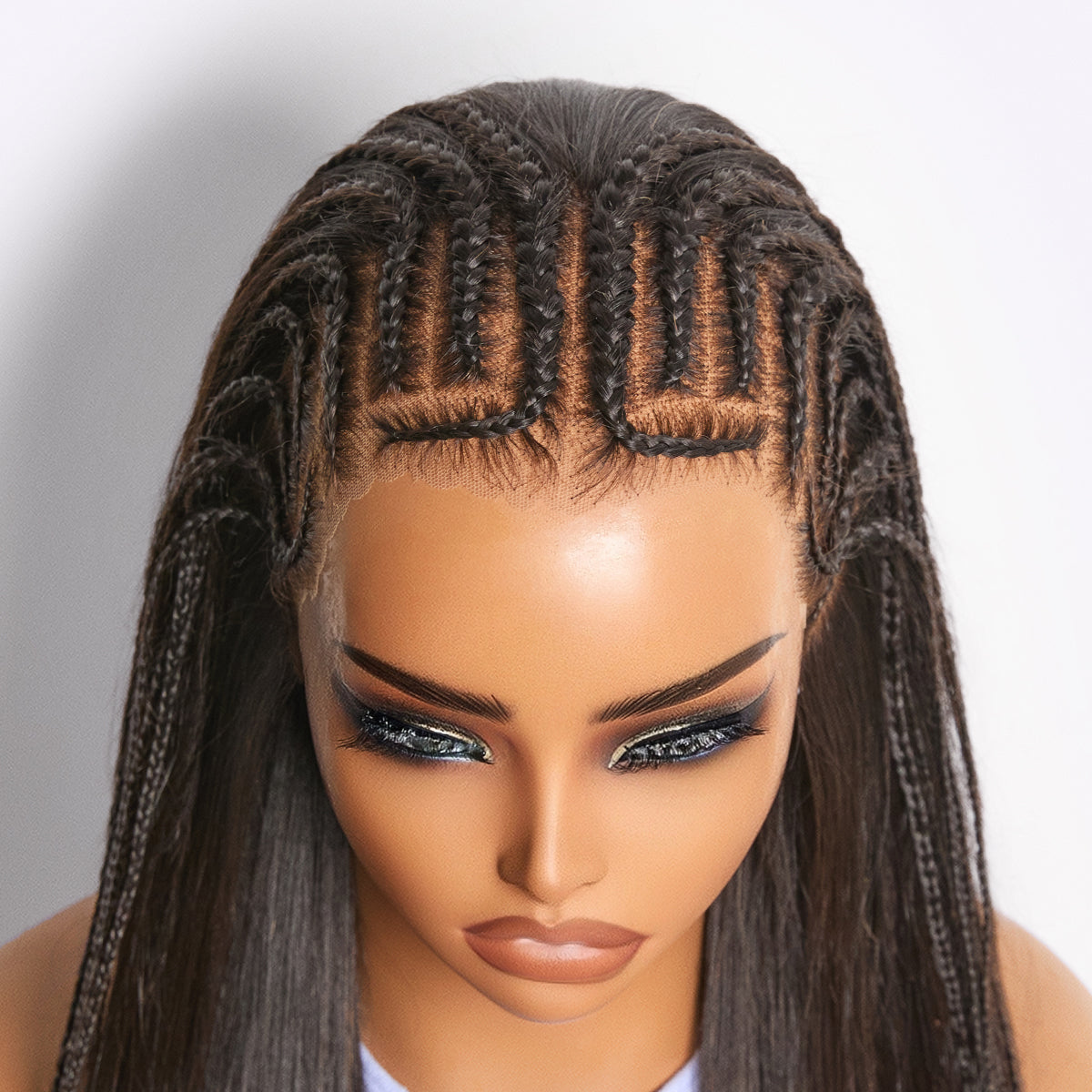 Readitress™ 180% Density Pre-Braided Silky Straight Human Hair Glueless Ear-to-Ear 13x4 Frontal Lace Wig Pre-Cut Lace
