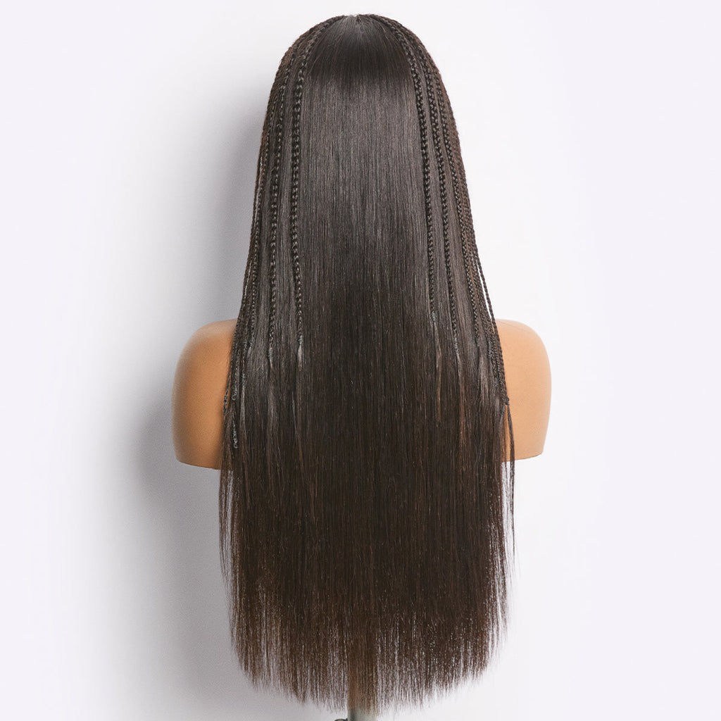 Readitress™ 180% Density Pre-Braided Silky Straight Human Hair Glueless Ear-to-Ear 13x4 Frontal Lace Wig Pre-Cut Lace