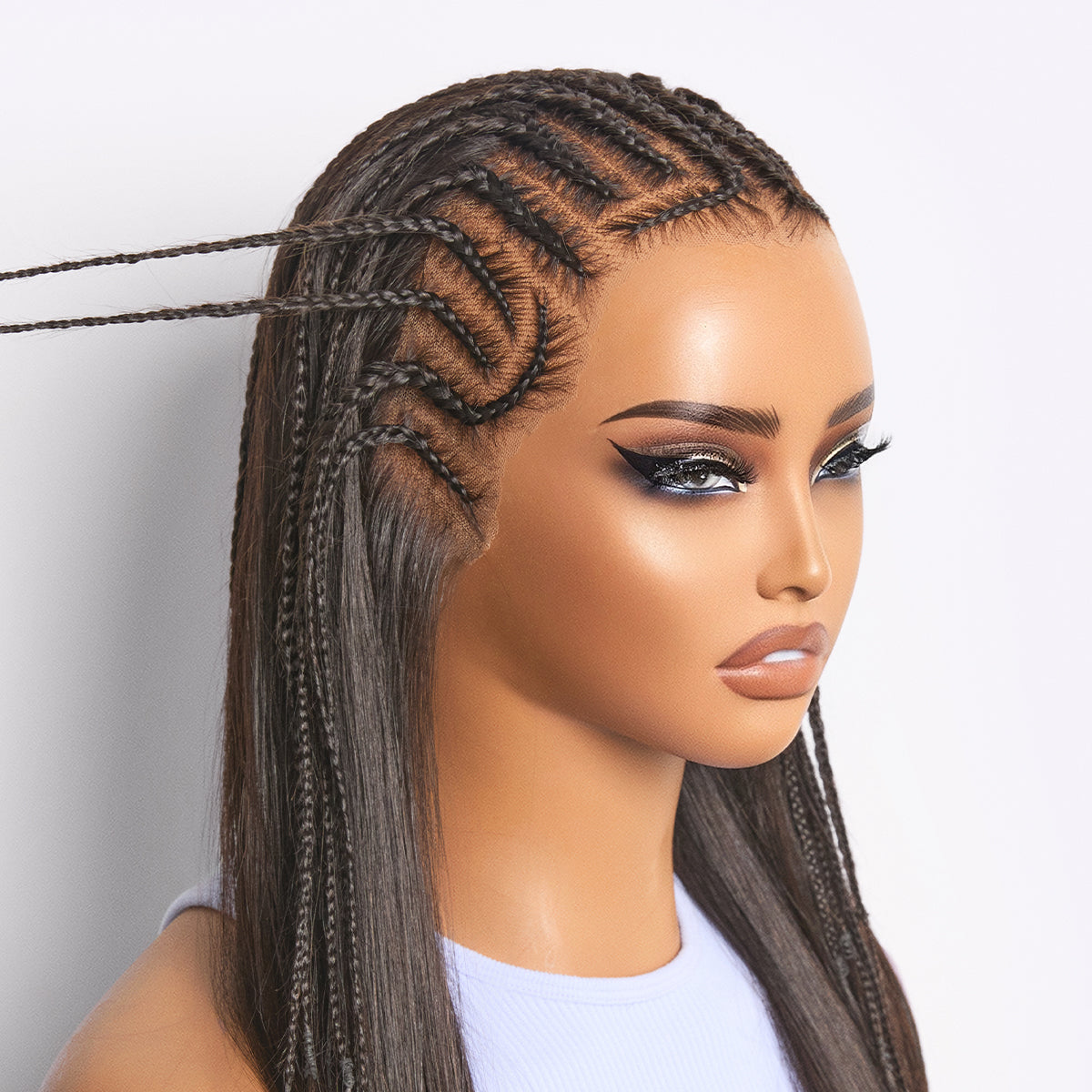 Readitress™ 180% Density Pre-Braided Silky Straight Human Hair Glueless Ear-to-Ear 13x4 Frontal Lace Wig Pre-Cut Lace