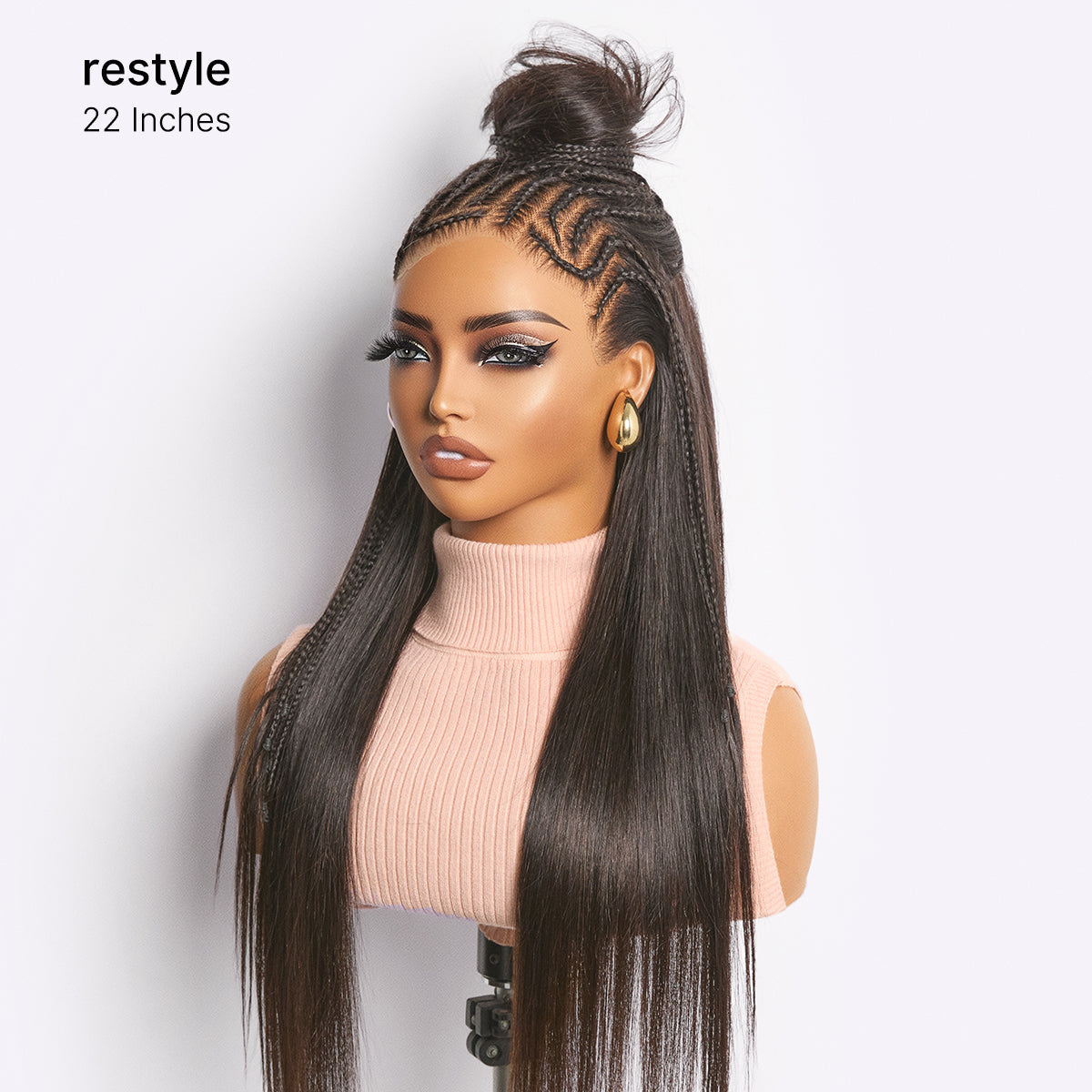 Readitress™ 180% Density Pre-Braided Silky Straight Human Hair Glueless Ear-to-Ear 13x4 Frontal Lace Wig Pre-Cut Lace