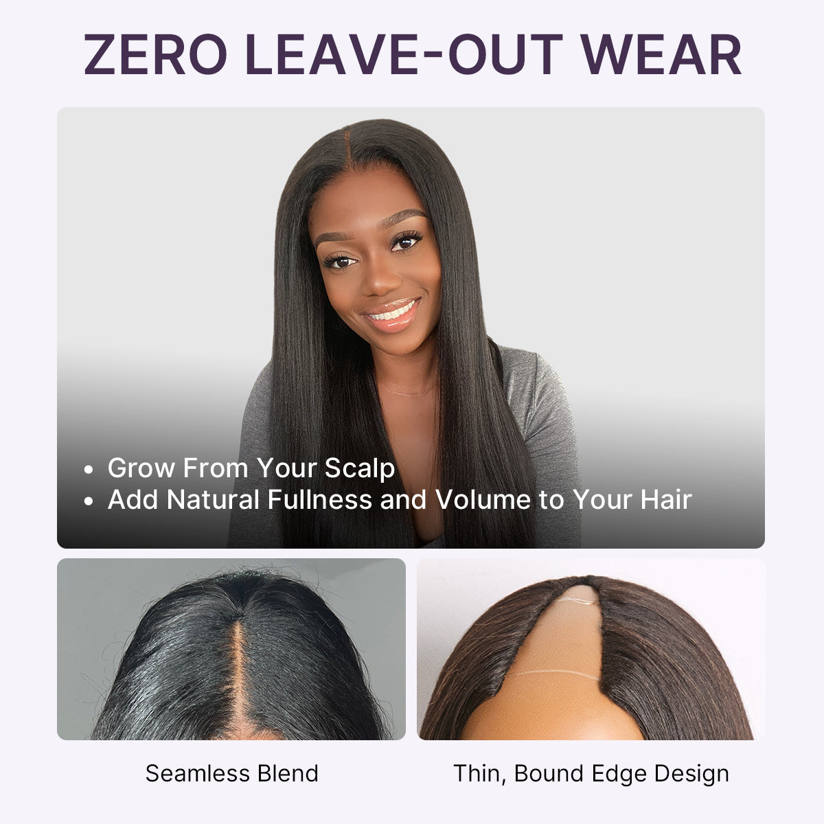 16''+$5=18''| True Scalp Yaki Straight / Kinky Straight V Part Glueless Human Hair Wig Flexi-Fit Drawstring