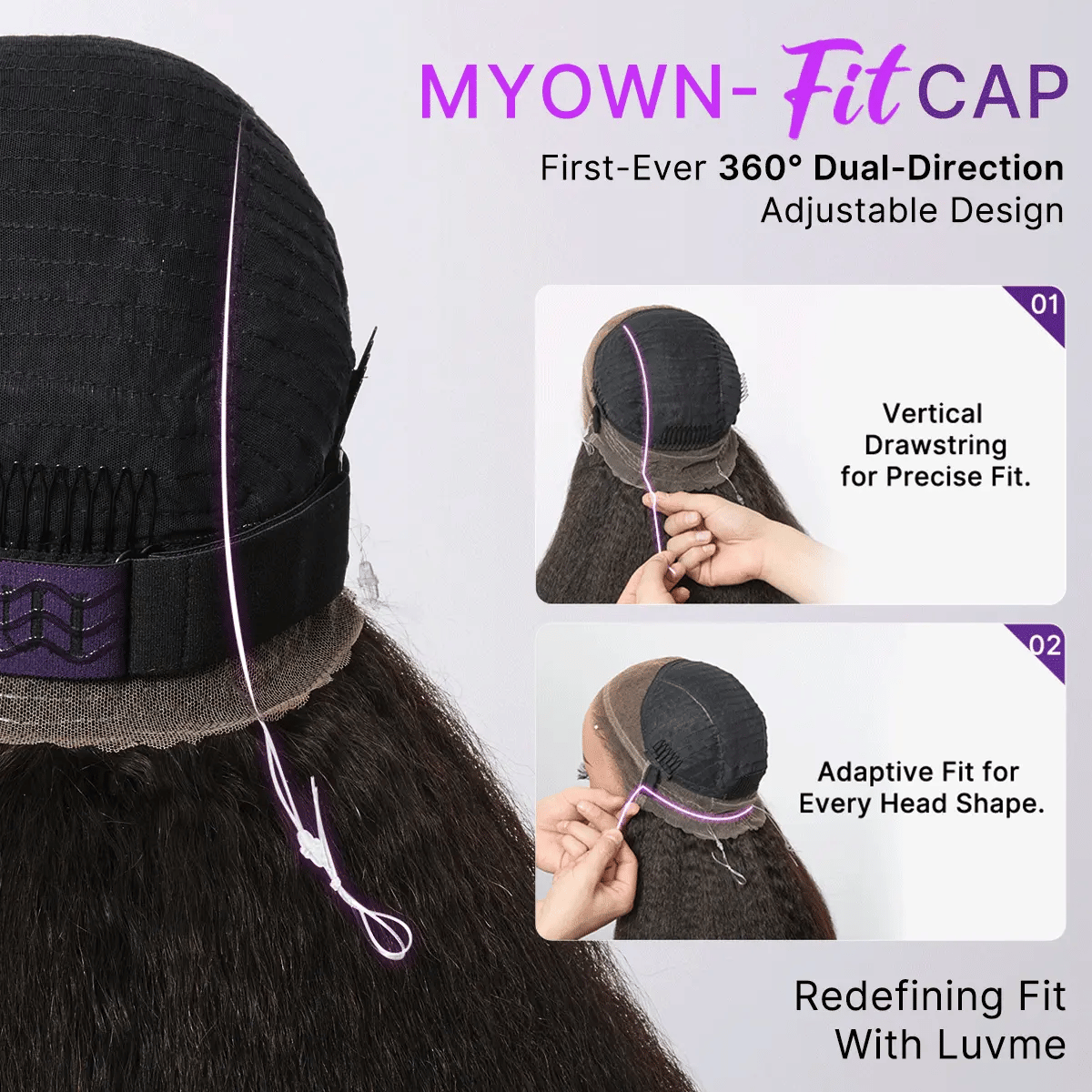 MyOwn-Fit™ 360 HD Lace Free Parting Water Wave Wig Flexi-Fit Invisi Drawstring Cap & Pre-Cut Lace