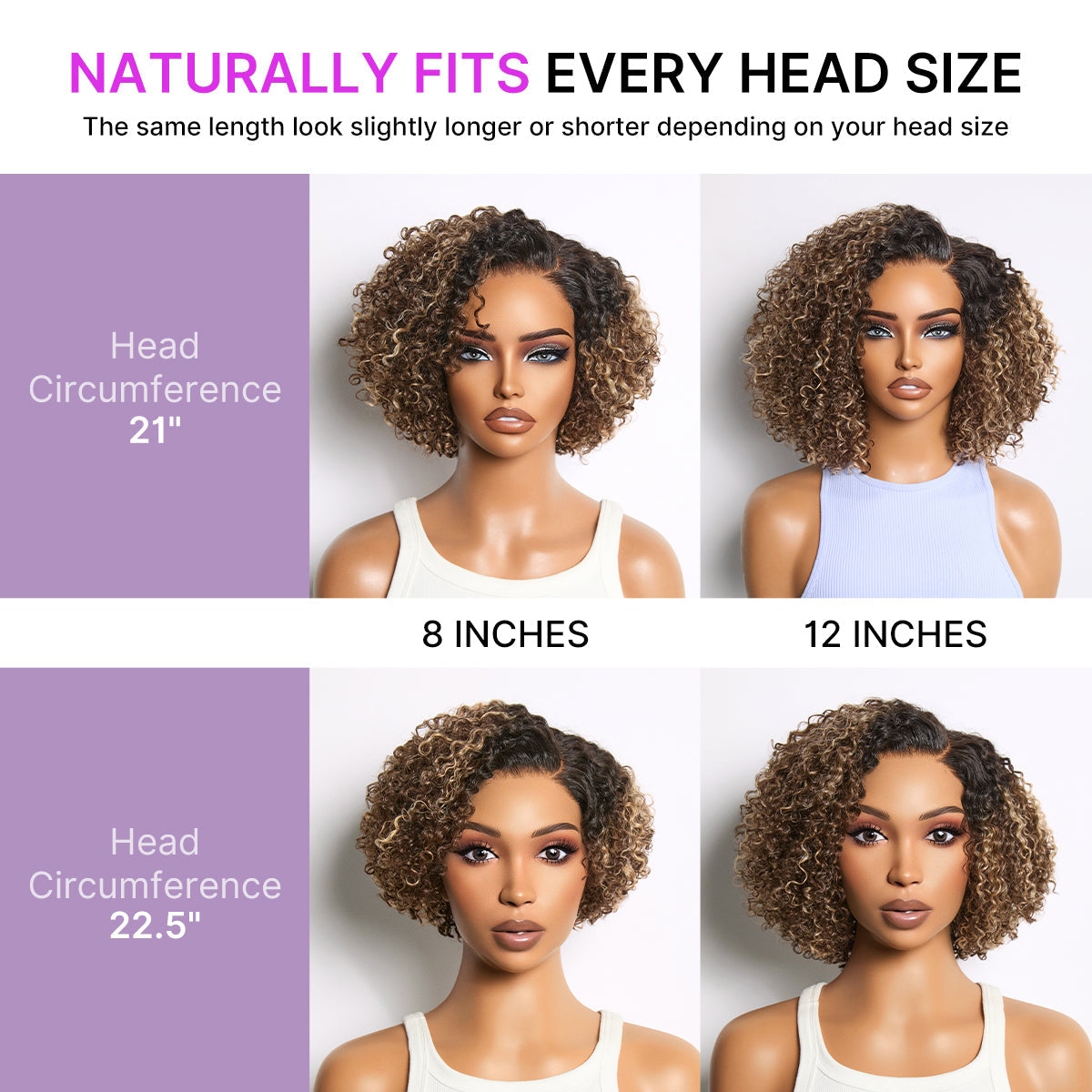 Blonde Highlight Short Cut Kinky Curly Minimalist HD Lace Glueless Wig Pre-Cut Lace