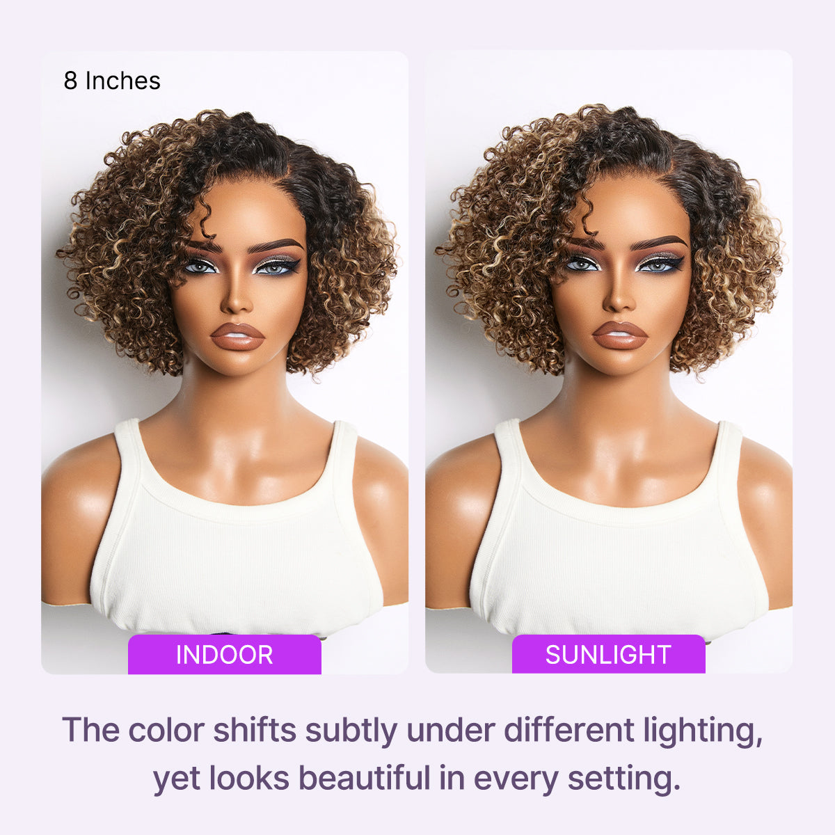 Blonde Highlight Short Cut Kinky Curly Minimalist HD Lace Glueless Wig Pre-Cut Lace