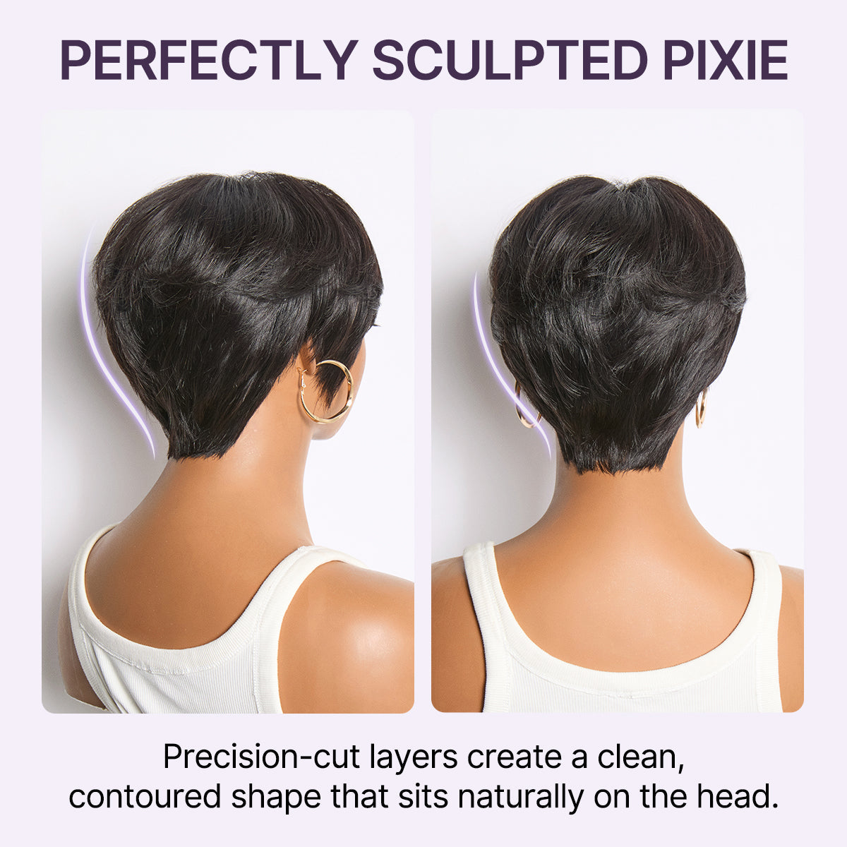 Throw On & Go Natural Black Pixie Cut with Bangs Glueless Minimalist Lace Wig