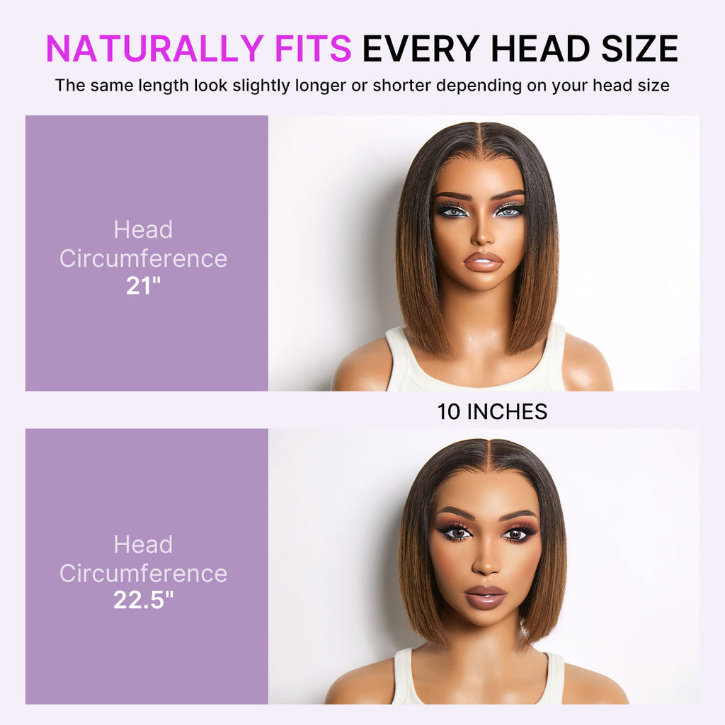 Luvme All-Day Comfort™ Wig Ombre Brown Silky Blunt Cut Bob Glueless 7x6 Closure HD Lace Wig Pre-Cut Lace