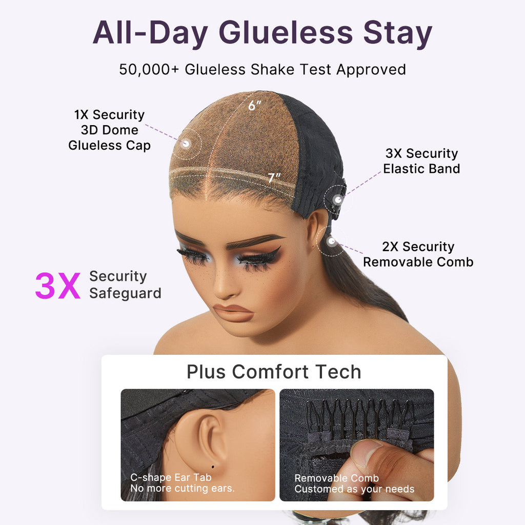 Luvme All-Day Comfort™ Wig Ombre Brown Silky Blunt Cut Bob Glueless 7x6 Closure HD Lace Wig Pre-Cut Lace