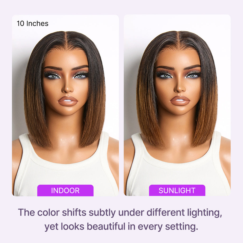 Luvme All-Day Comfort™ Wig Ombre Brown Silky Blunt Cut Bob Glueless 7x6 Closure HD Lace Wig Pre-Cut Lace