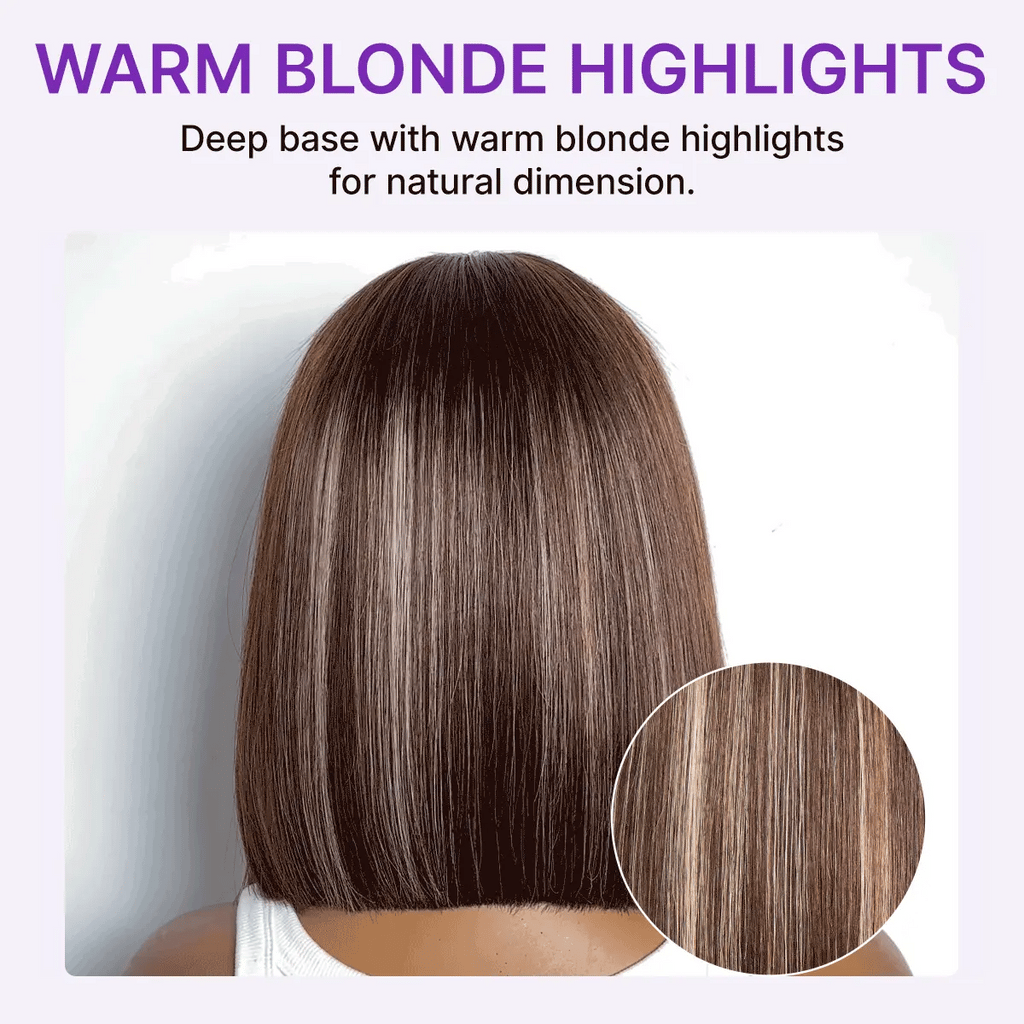 Ash Blonde Highlight Glueless 5x5 HD Closure Lace Bob Wig Pre-Cut Lace Flexi-Fit Drawstring Cap