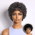 Throw On & Go Natural Black Big Curly Glueless Short Wig Ultra Comfort Cotton Cap Hair Loss Friendly Wig
