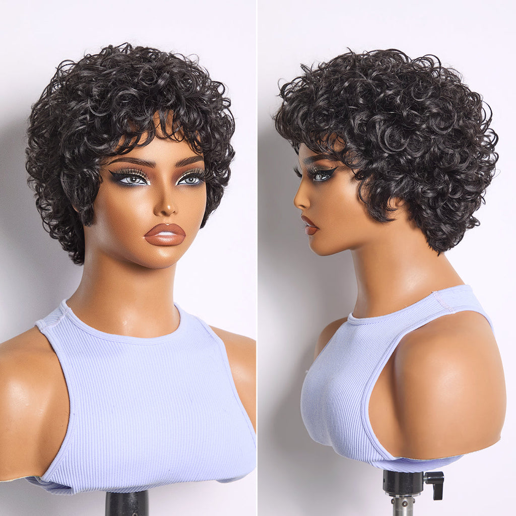 Throw On & Go Natural Black Big Curly Glueless Short Wig Ultra Comfort Cotton Cap Hair Loss Friendly Wig
