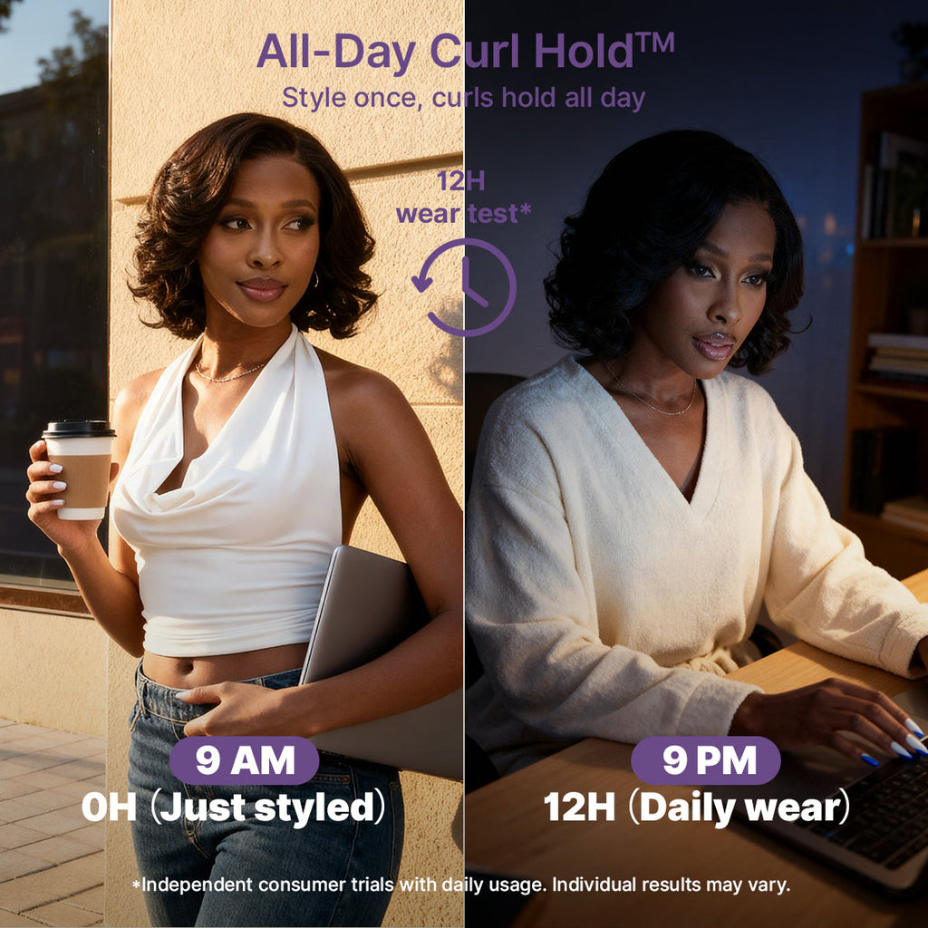All-Day Curl Hold™ Premier Grade Hair 250% Density Loose Wave SilkShield™ Glueless 13x4 HD Lace Front Wig Pre-Cut Lace Flexi-Fit Drawstring Cap