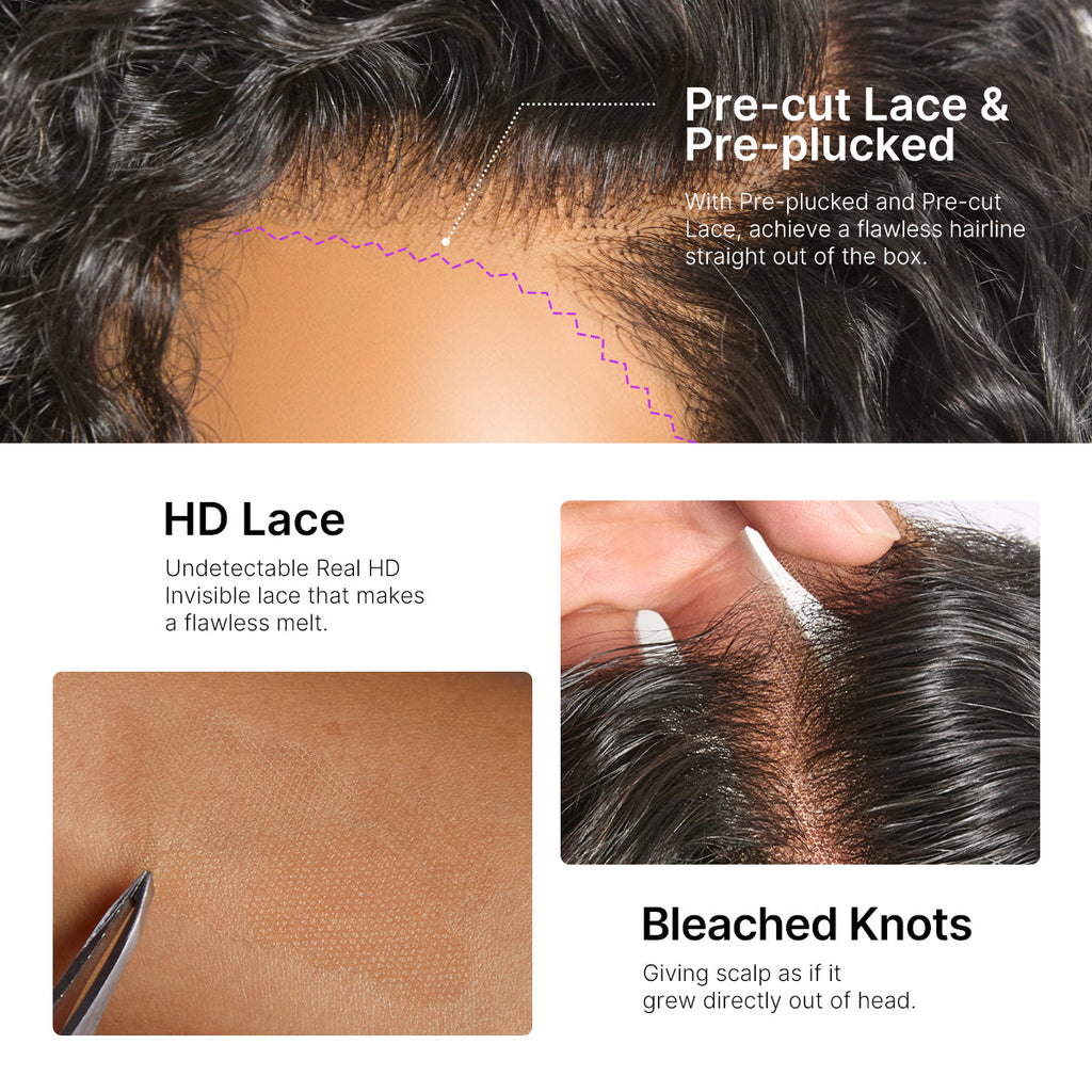 New Customers Only | Water Wave Pixie Cut Water Wave Glueless Minimalist HD Lace Short Curly Wig