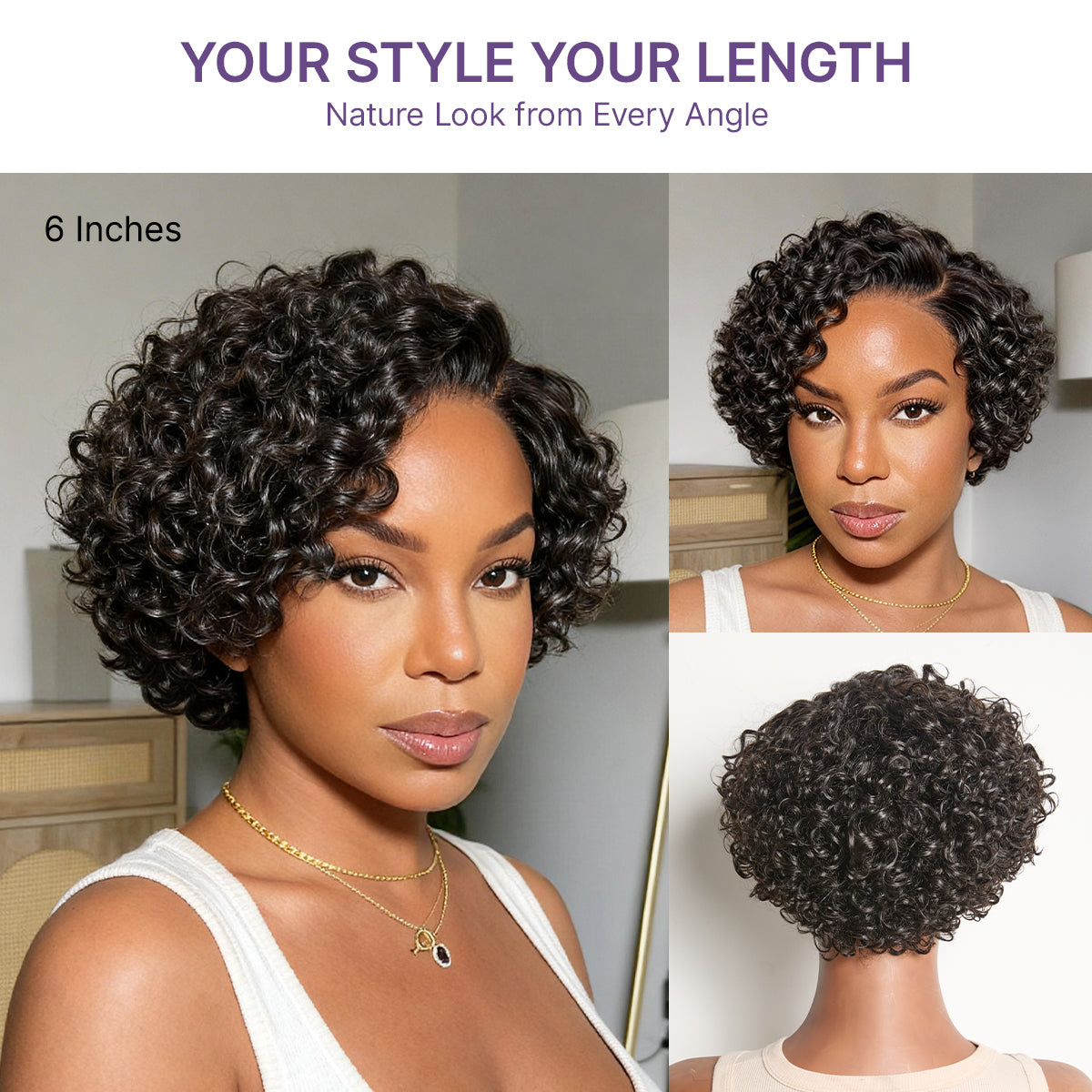 New Customers Only | Water Wave Pixie Cut Water Wave Glueless Minimalist HD Lace Short Curly Wig