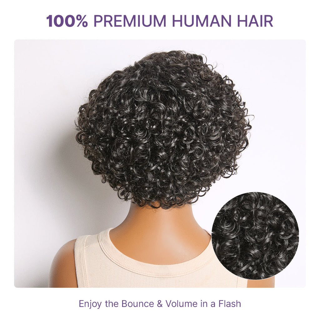 New Customers Only | Water Wave Pixie Cut Water Wave Glueless Minimalist HD Lace Short Curly Wig