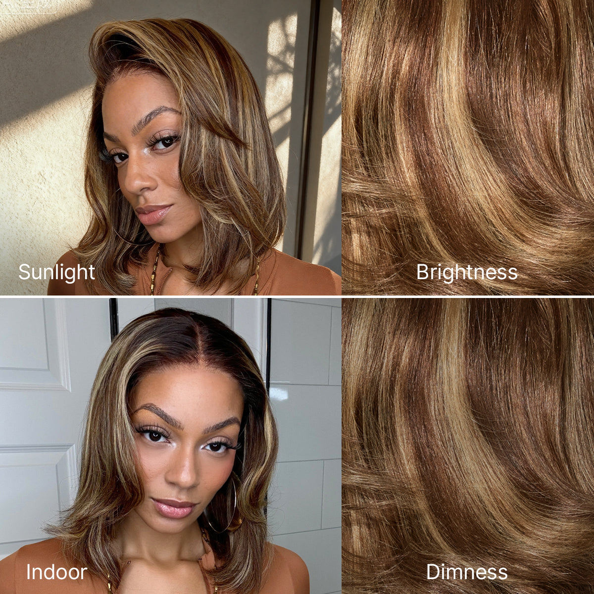 Blonde Highlight / Brown Highlight Short Layered Bob Wig Glueless 5x5 Closure Pre-Cut Lace Wig